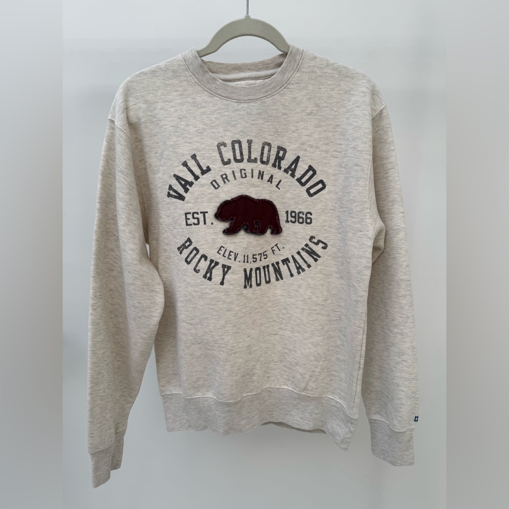 Vail Colorado Beige Crewneck Sweater Size S